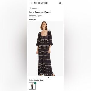 Rebecca Taylor Navy and White Maxi Sweater Dress new with tags, size L